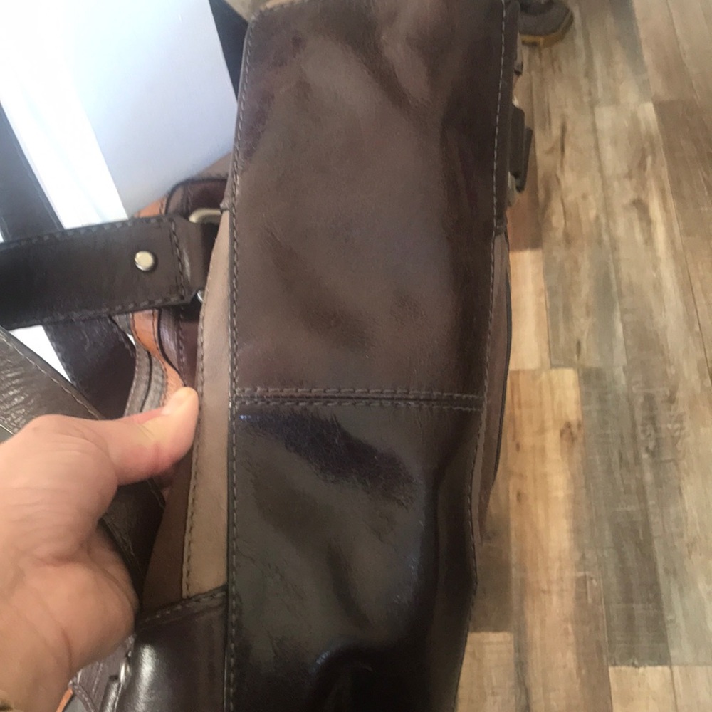 Fossil leather and suede patchwork satchel - Picture 13 of 13